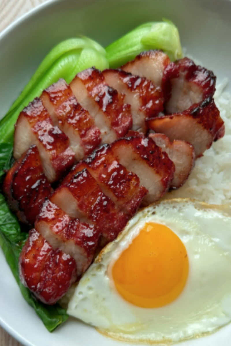 Char Siu over rice at Ten Seconds Yunnan Rice Noodles，a Chinese Restaurant in New York