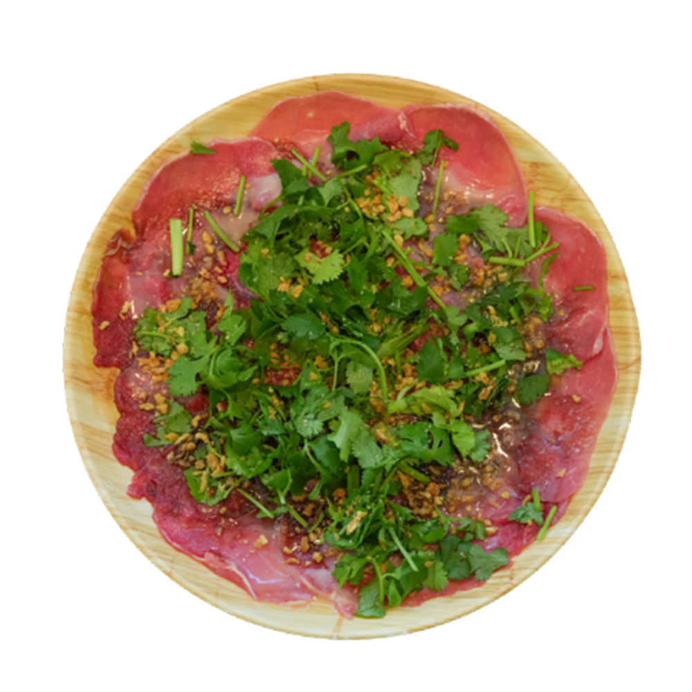 Vietnamese beef carpaccio with garlic cilantro and vinegarette sauce at 26 Viet Cafe, a Vietnamese Restaurant in Pasadena