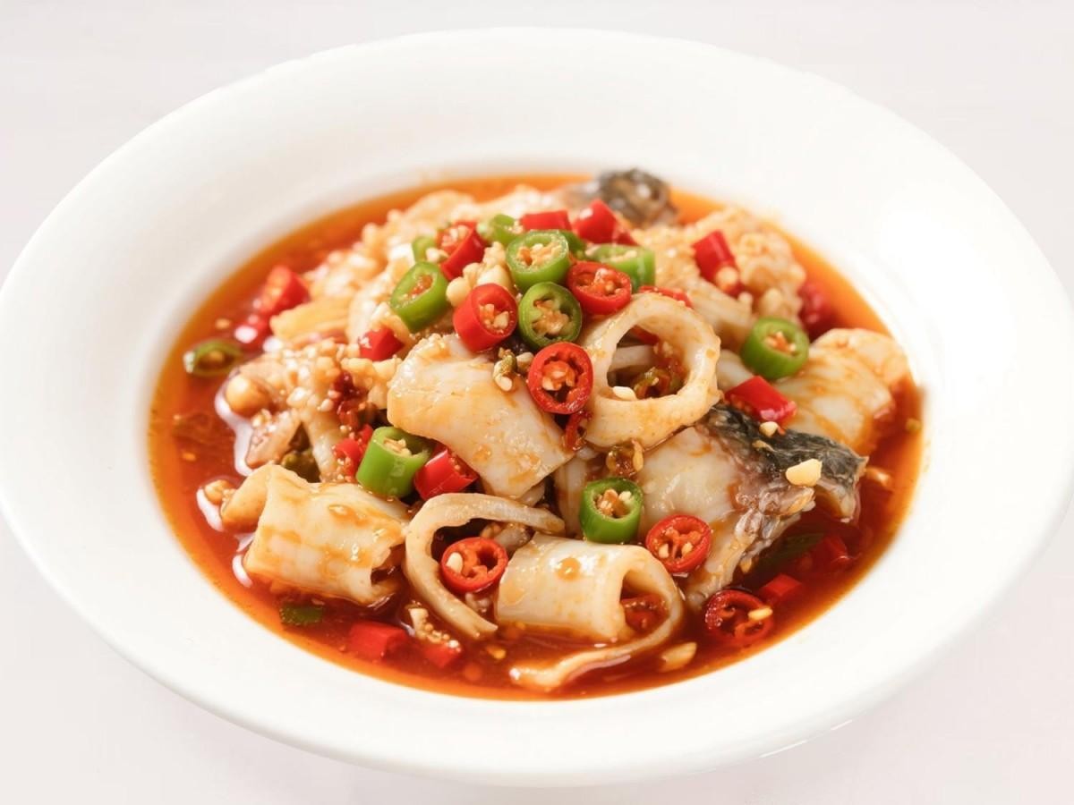Tender fish maw with chili and sauce at 28° North Old Changsha, a Chinese Restaurant in Rowland Heights.