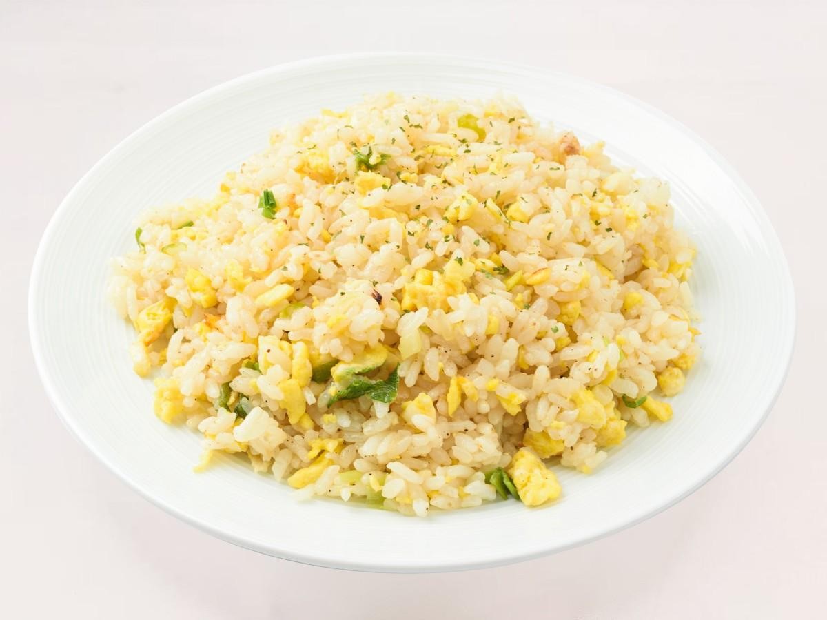 Flavorful fried rice with eggs and greens at 28° North Old Changsha, a Chinese Restaurant in Rowland Heights.
