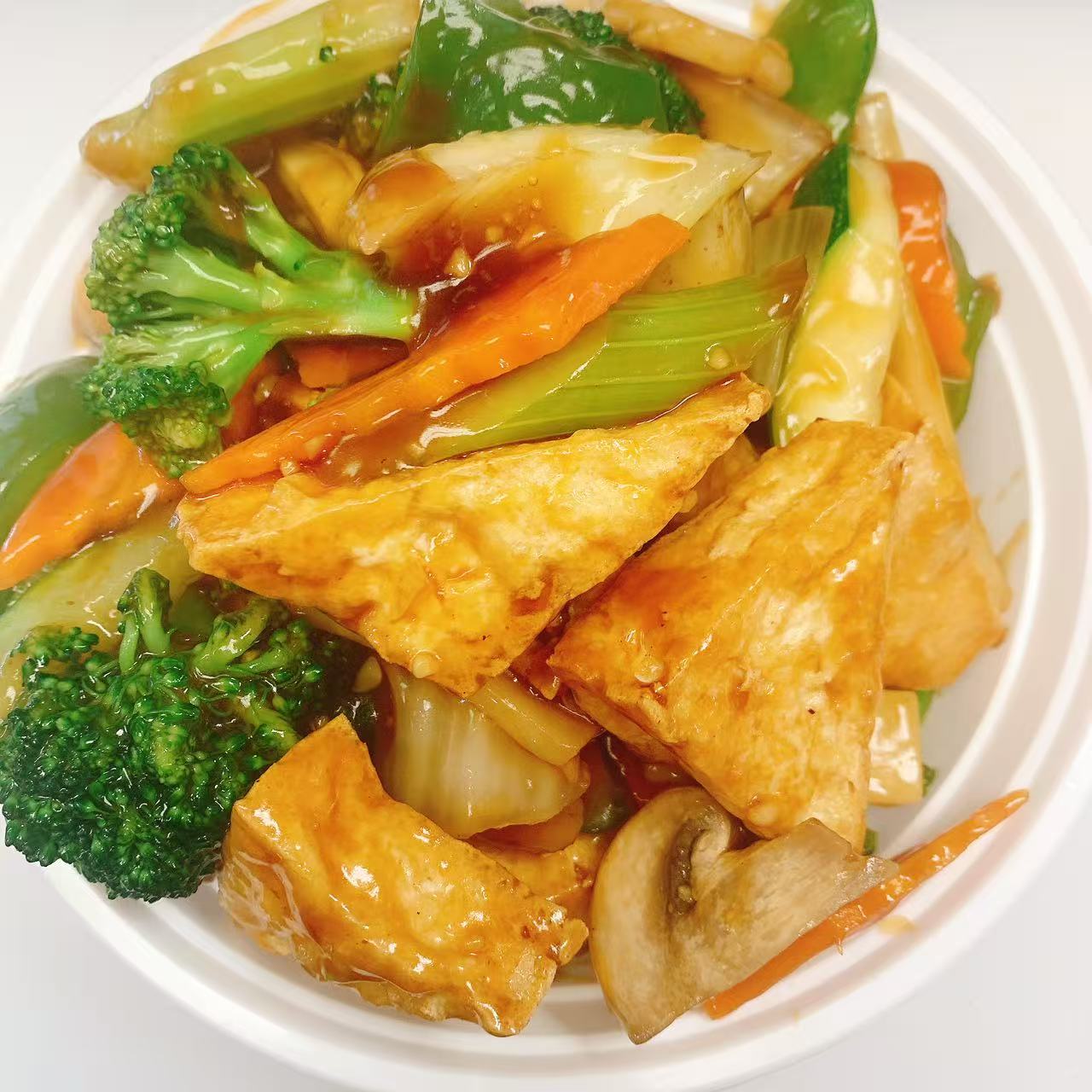 No.1-Chinese-Food-Chinese-Restaurant-Home-Style-Bean-Curd-Jackson Fried tofu with mixed vegetables at No.1 Chinese Food, a Chinese Restaurant in Jackson.