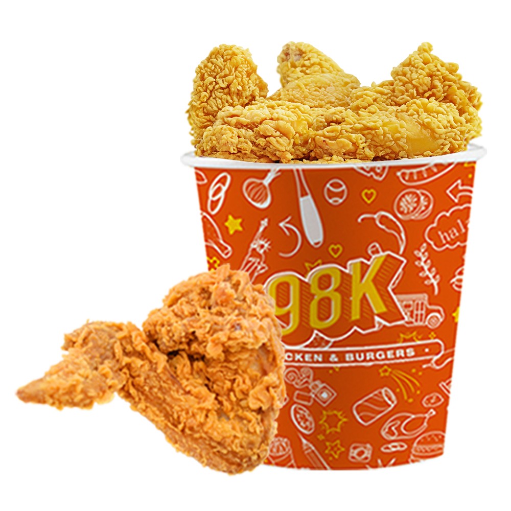 Golden fried chicken tenders with side dipping sauce at 98k, a Fried Chicken & Sandwich Shop in NY