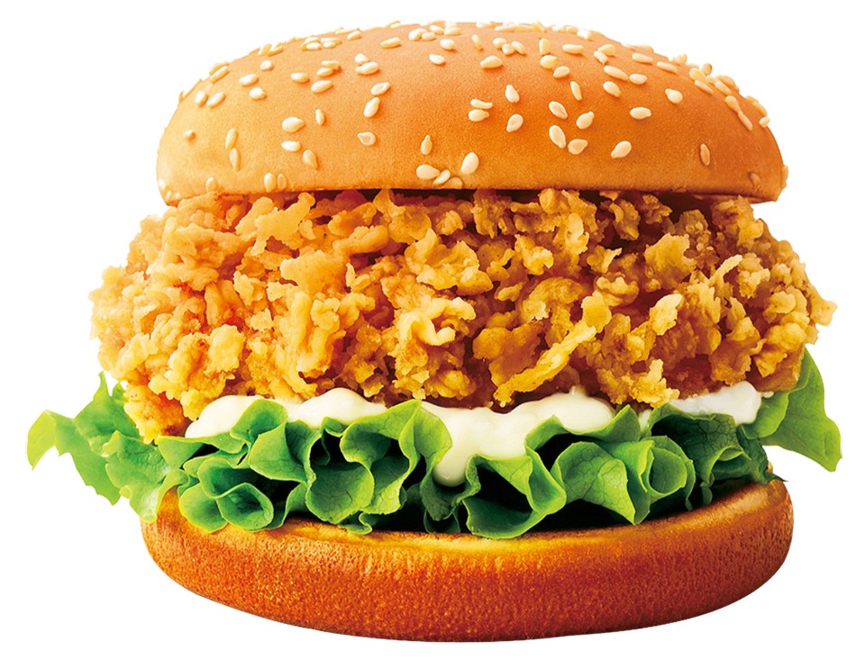 Crispy chicken sandwich with lettuce and creamy sauce