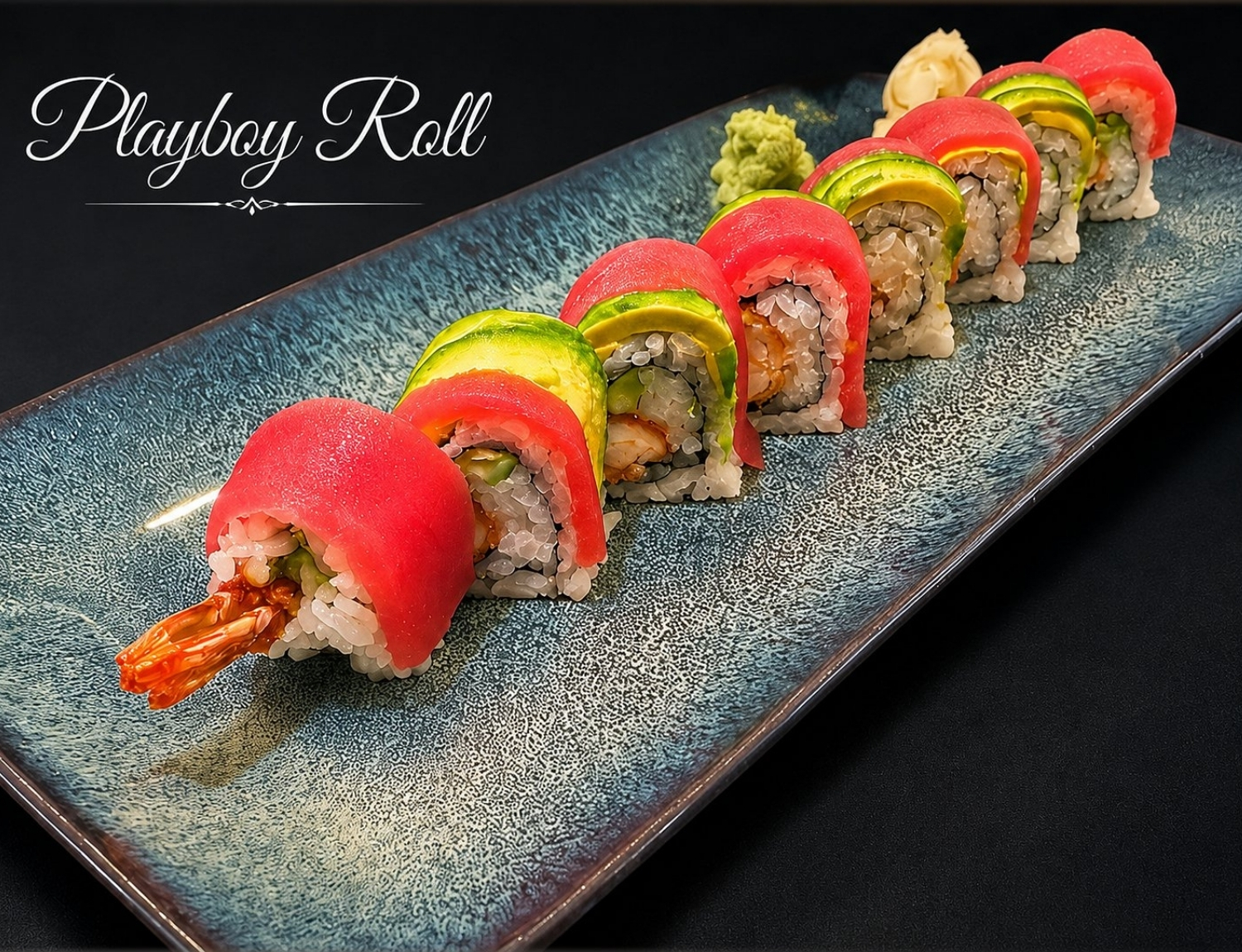 Playboy Roll sushi with tuna and fried shrimp filling