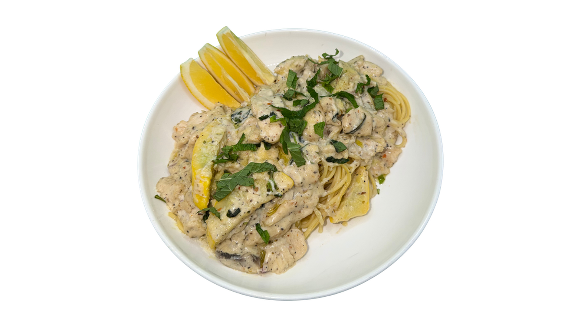 Riviera Bake creamy chicken pasta with mushrooms lemon and fresh herbs