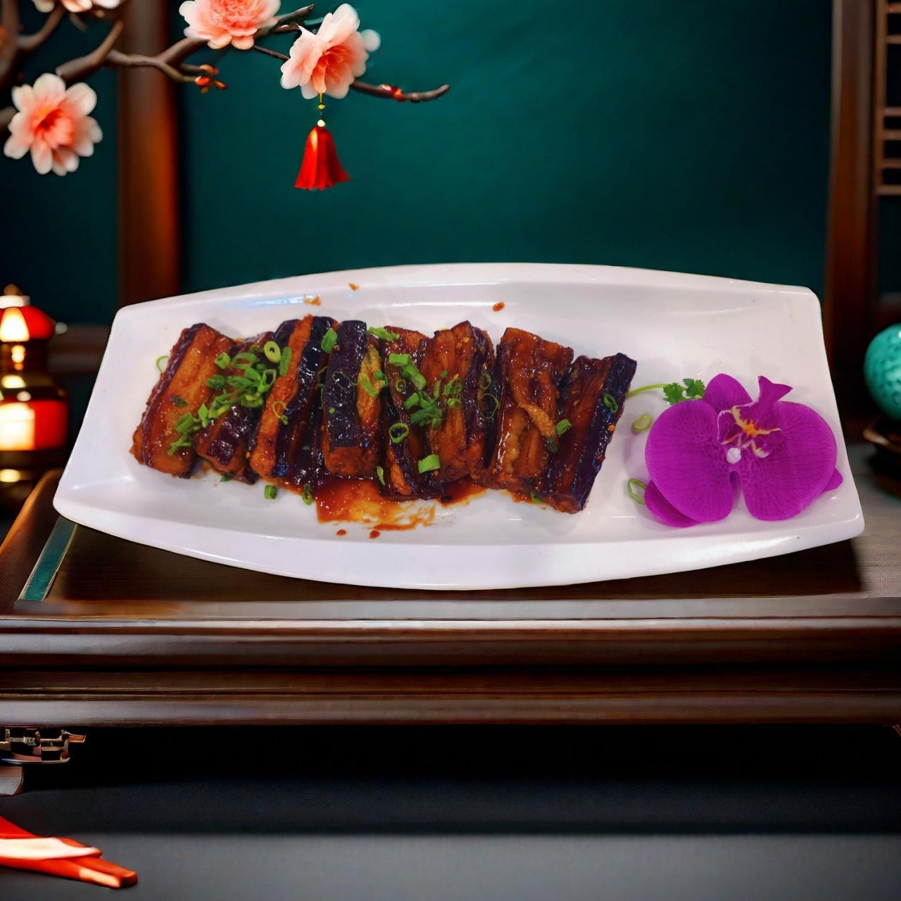 Stuffed eggplant with shrimp and scallops at Ai Asian Cuisine, a Chinese restaurant in Syosset