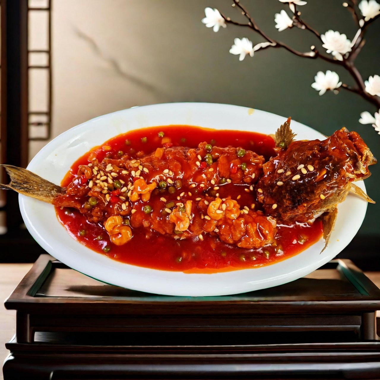 Whole Fish In Pine Nuts Sauce at Ai Asian Cuisine, a Chinese restaurant in Syosset