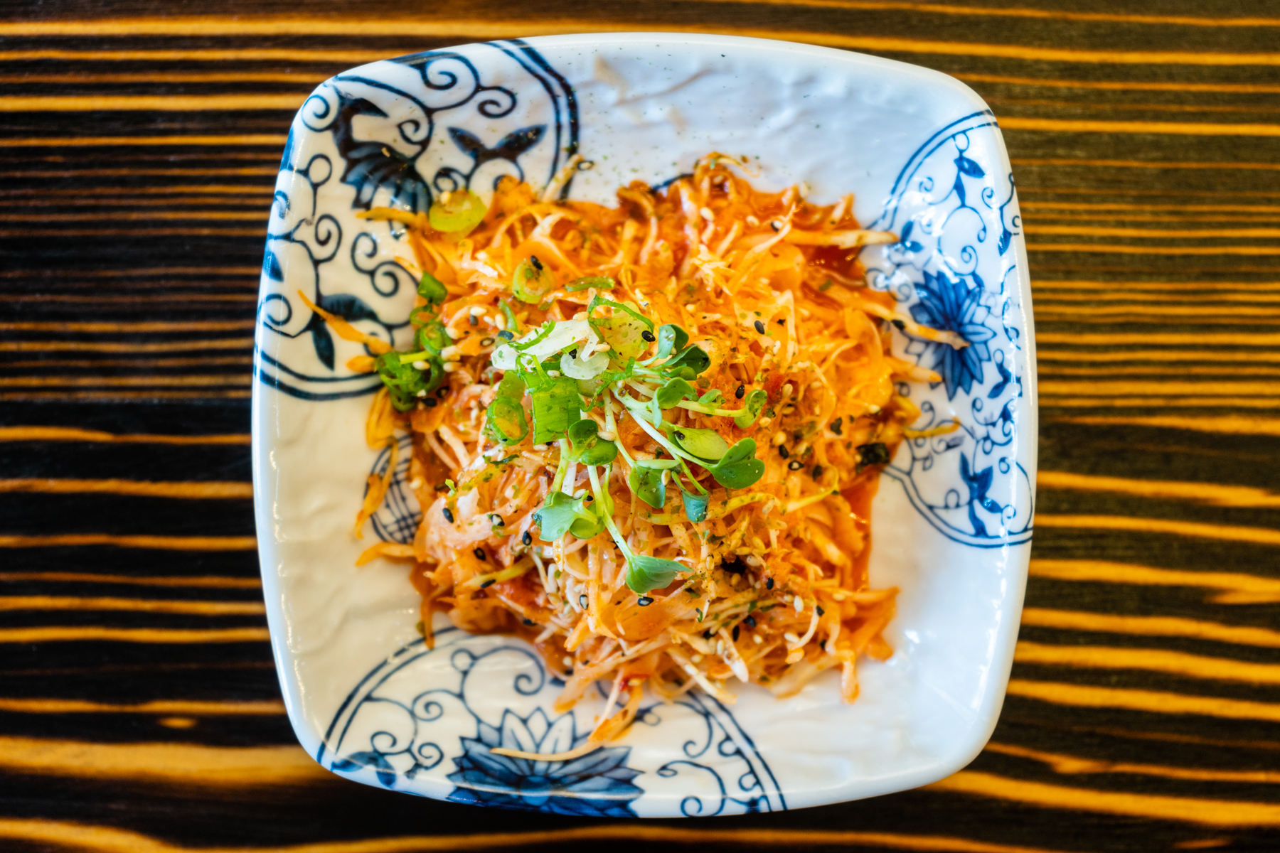 Spicy shredded veggie salad with toppings at Aji Izakaya Cypress, a Japanese Restaurant in Cypress