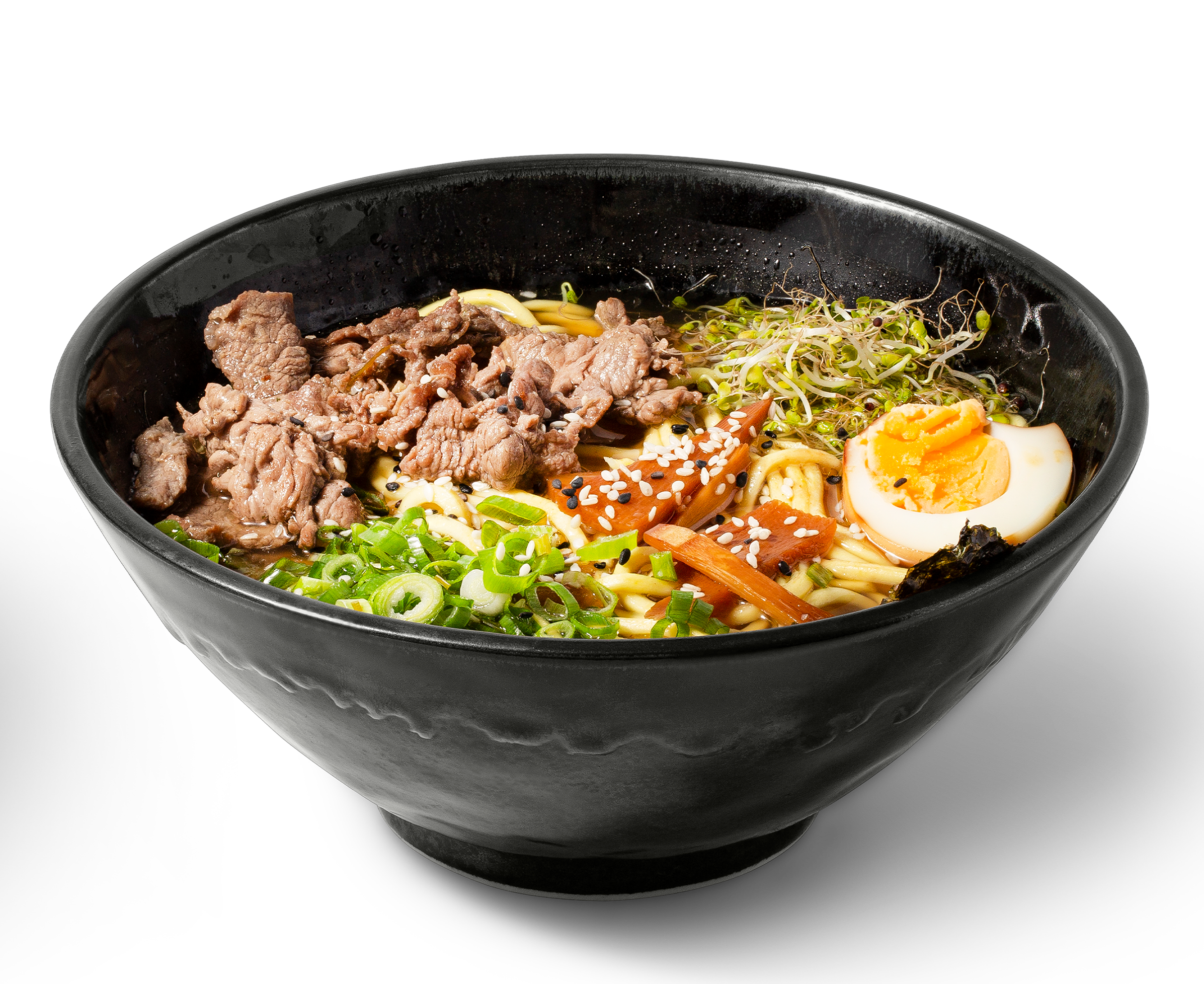 Ramen with sliced beef & egg at Ajimi, a Ramen Restaurant in Brooklyn