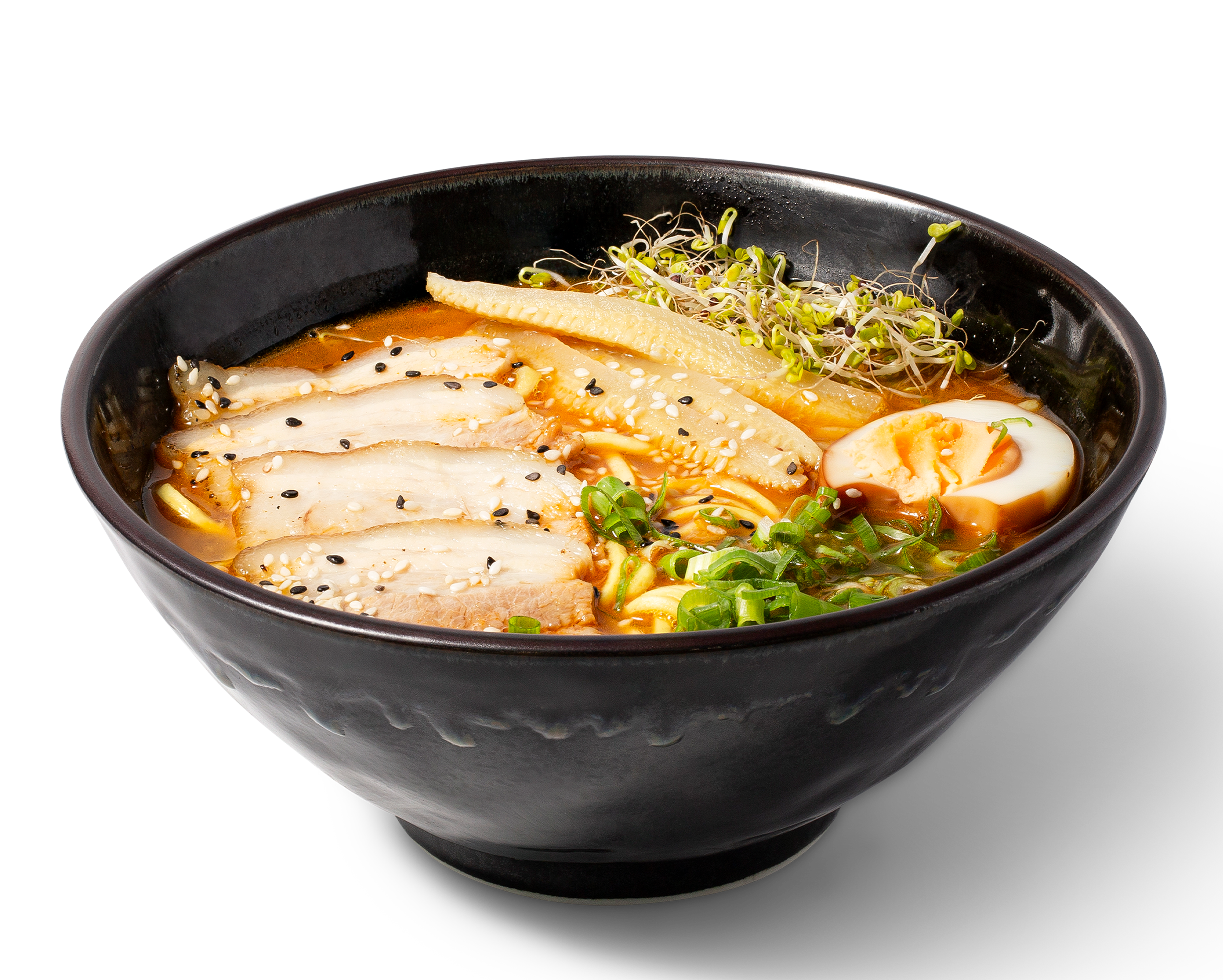 Ramen with chashu, egg & sprouts at Ajimi, a Ramen Restaurant in Brooklyn