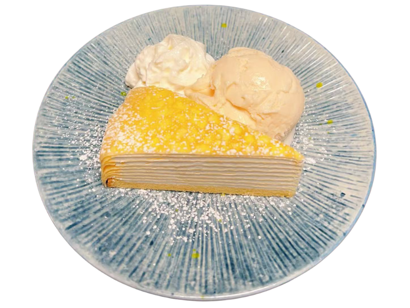 Crepe Cake with ice cream at Aji Ramen, a Ramen Restaurant in Albuquerque