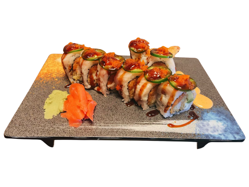 Fire Head roll with jalapeno at Aji Ramen, a Ramen Restaurant in Albuquerque