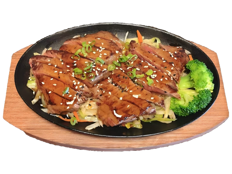 Teriyaki Steak served with vegetables at Aji Ramen, a Ramen Restaurant in Albuquerque