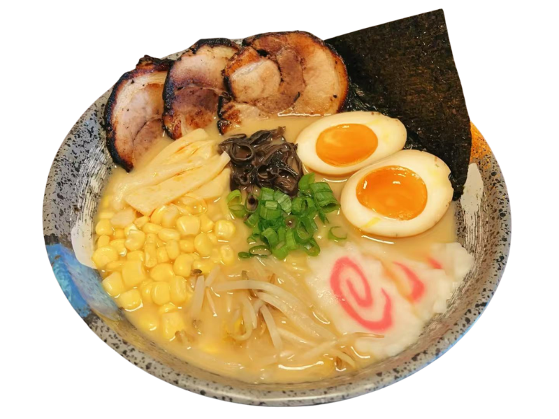 Tonkatsu Ramen with chashu, egg, and other toppings at Aji Ramen, a Ramen Restaurant in Albuquerque