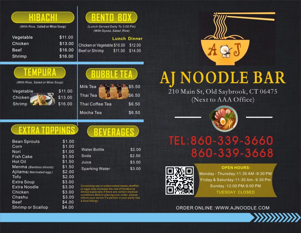AJ Noodle Order｜Old Saybrook｜CT
