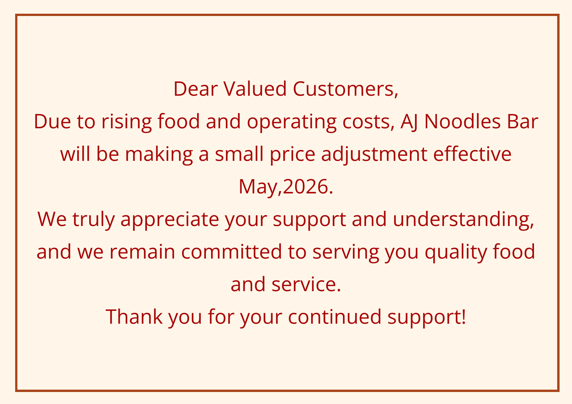 Restaurant Event Notice