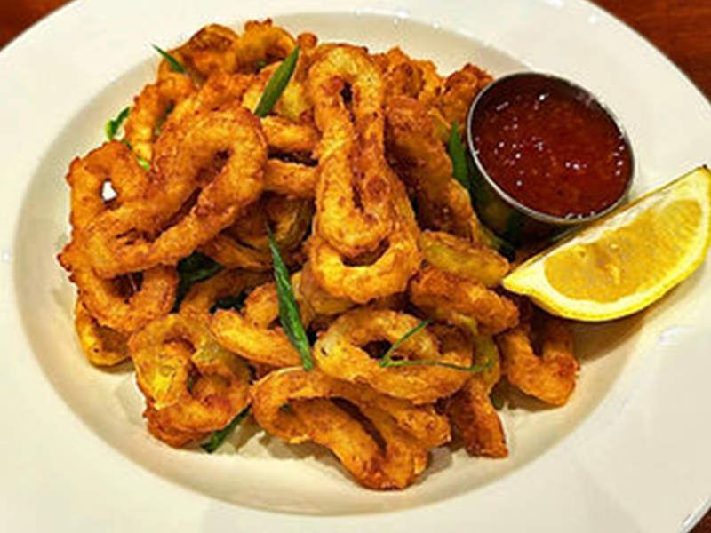 Crispy calamari with sauce at AJ Hibachi Steakhouse, an Asian Restaurant in Cheshire