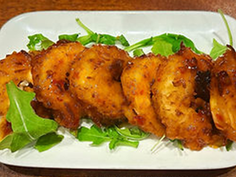 Spicy fried seafood skewers at AJ Hibachi Steakhouse, an Asian Restaurant in Cheshire