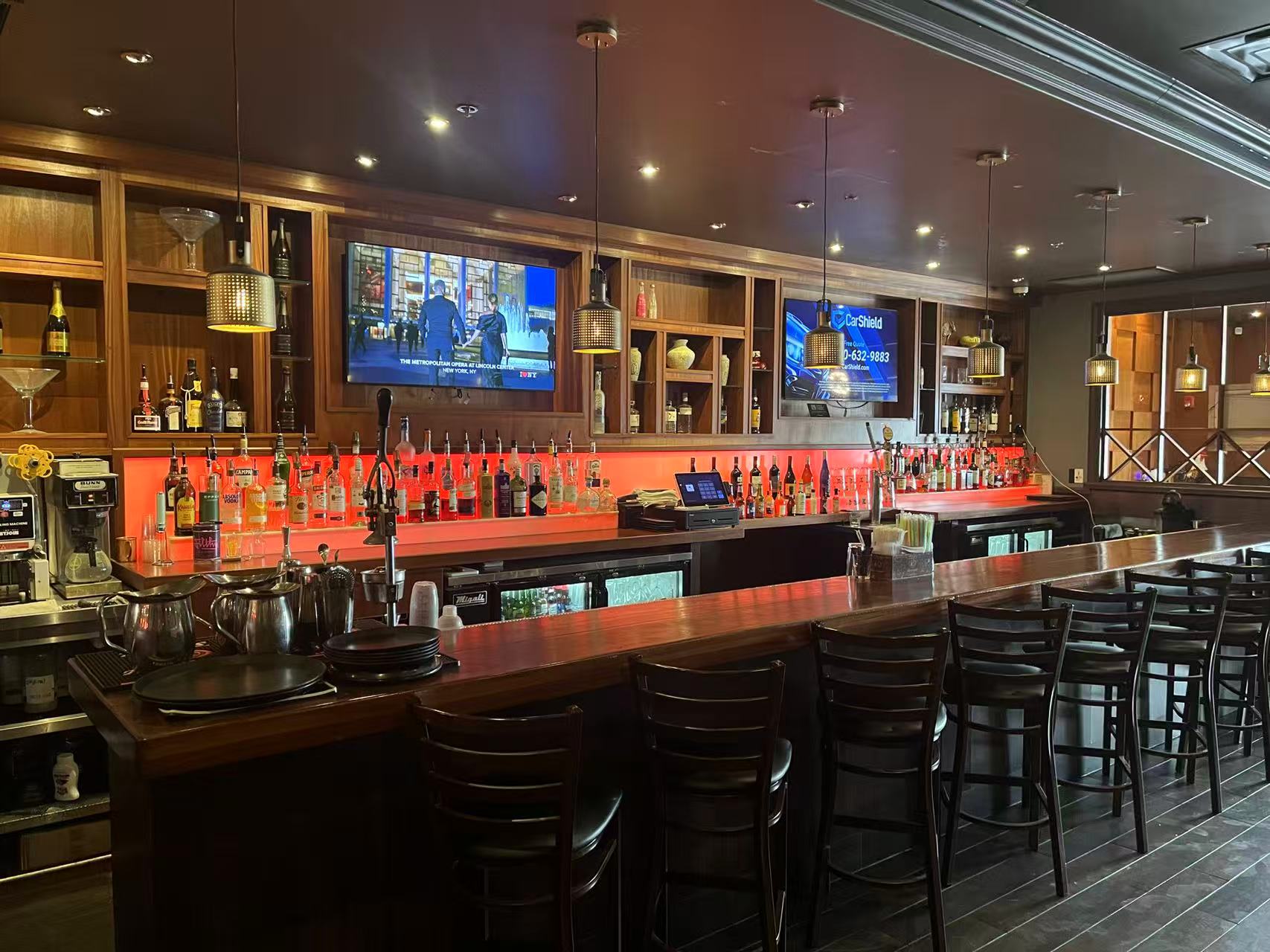 Stocked bar area at AJ Hibachi Steakhouse, an Asian Restaurant in Cheshire