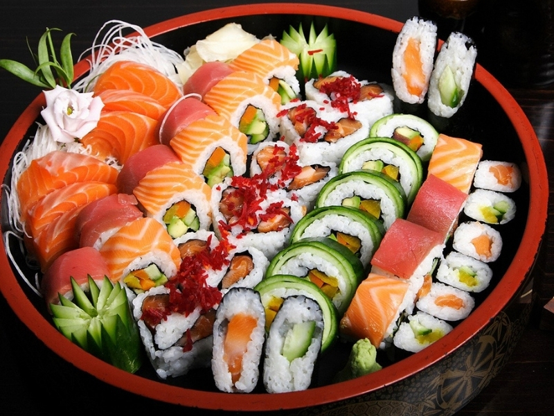 Varied sushi platter with fresh ingredients at Akahana Asian Bistro Bar & Sushi, a Asian Restaurant in Fort Mill