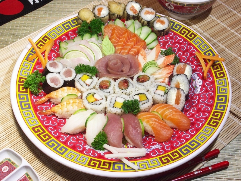 Assorted sushi and sashimi platter at Akahana Asian Bistro Bar & Sushi, a Asian Restaurant in Fort Mill