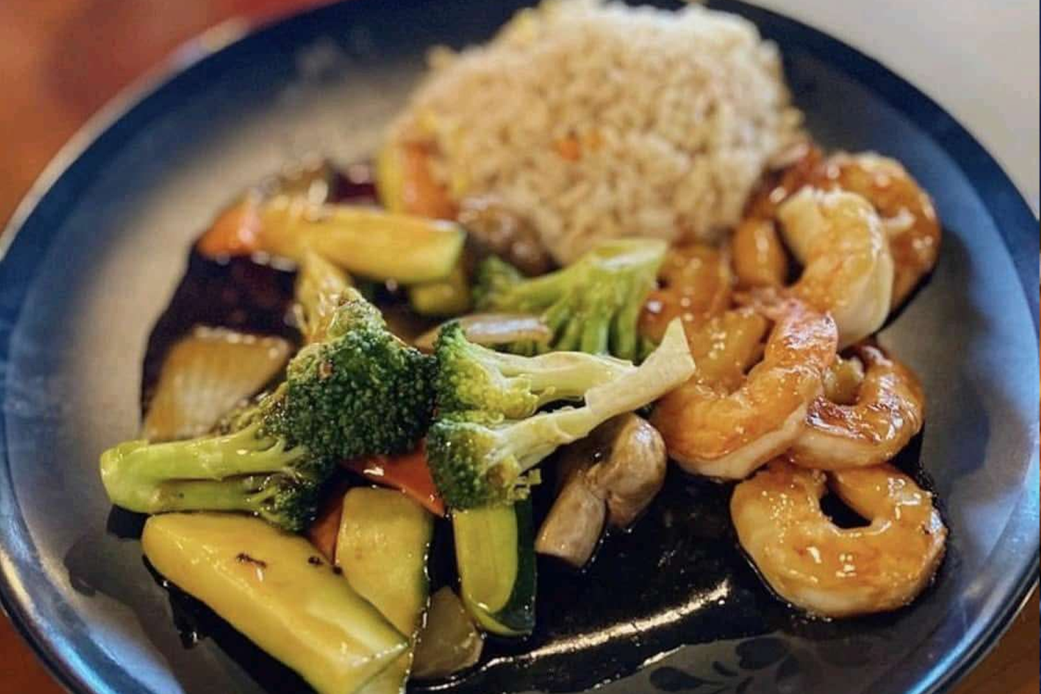 Shrimp Stir Fry with Mixed Vegetables and Fried Rice at Akashi Sushi ALL YOU CAN EAT, Japanese Restaurant in Abilene