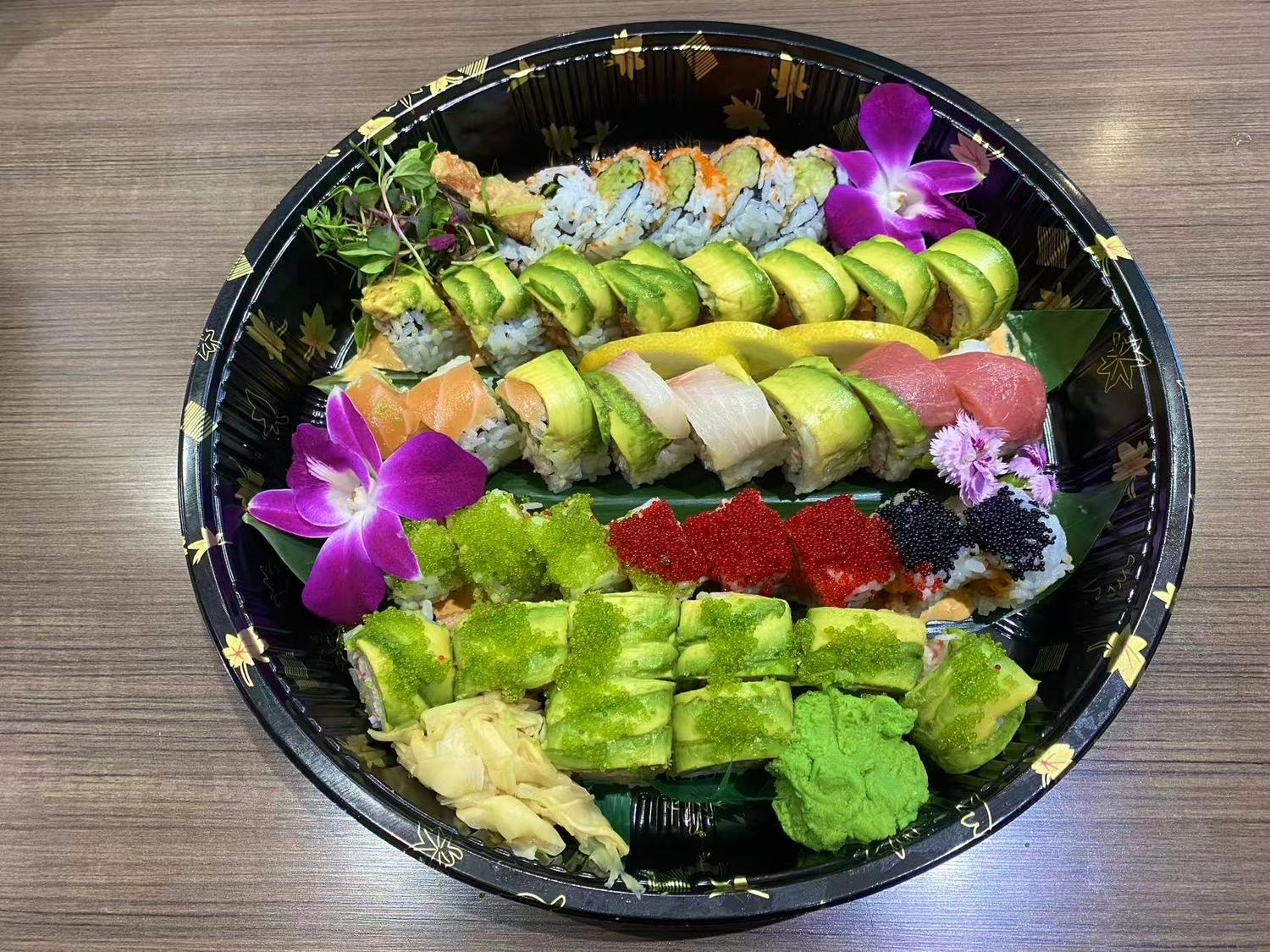 Rainbow & Multi-Color Tobiko Roll Platter at Akashi Sushi ALL YOU CAN EAT, Japanese Restaurant in Abilene