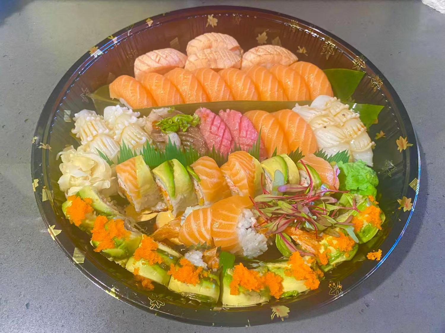 Salmon & Tuna Nigiri and Salmon Roll Platter at Akashi Sushi ALL YOU CAN EAT, Japanese Restaurant in Abilene