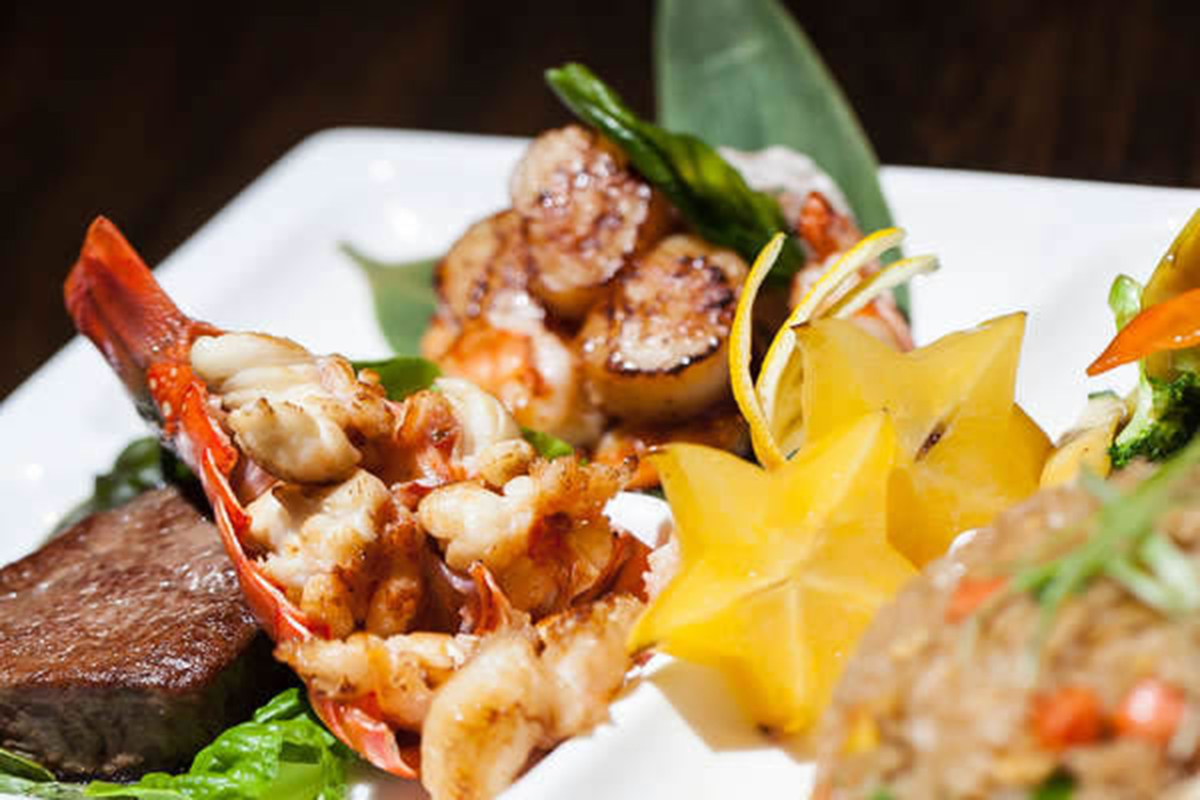 Hibachi steak lobster and fried rice at Akira, a Japanese Restaurant in Glenmont