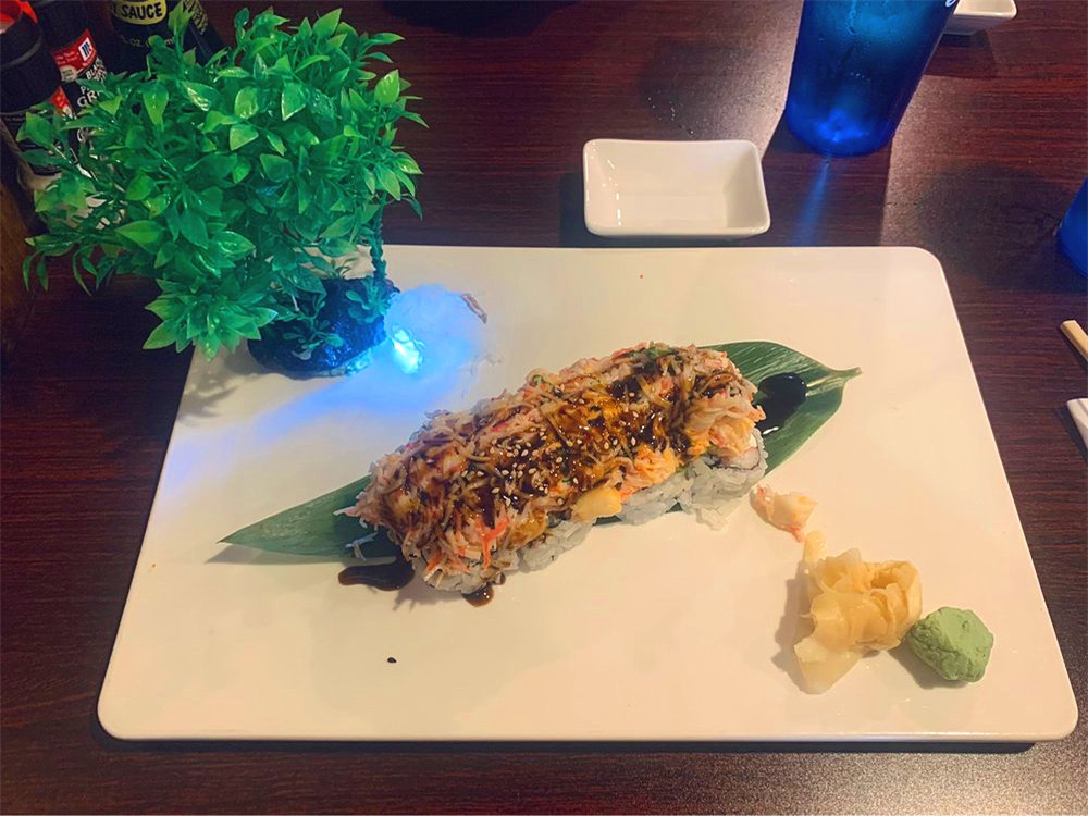 Sushi roll loaded with crab meat, sesame seeds and eel sauce at Ako Sushi & Seafood, a Japanese Restaurant in Titusville