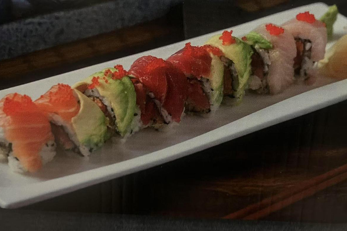 Akura-Ramen & Sushi-Japanese-Restaurant-Rainbow-roll-New-York Rainbow roll at Akura Ramen & Sushi, a Japanese restaurant in New York