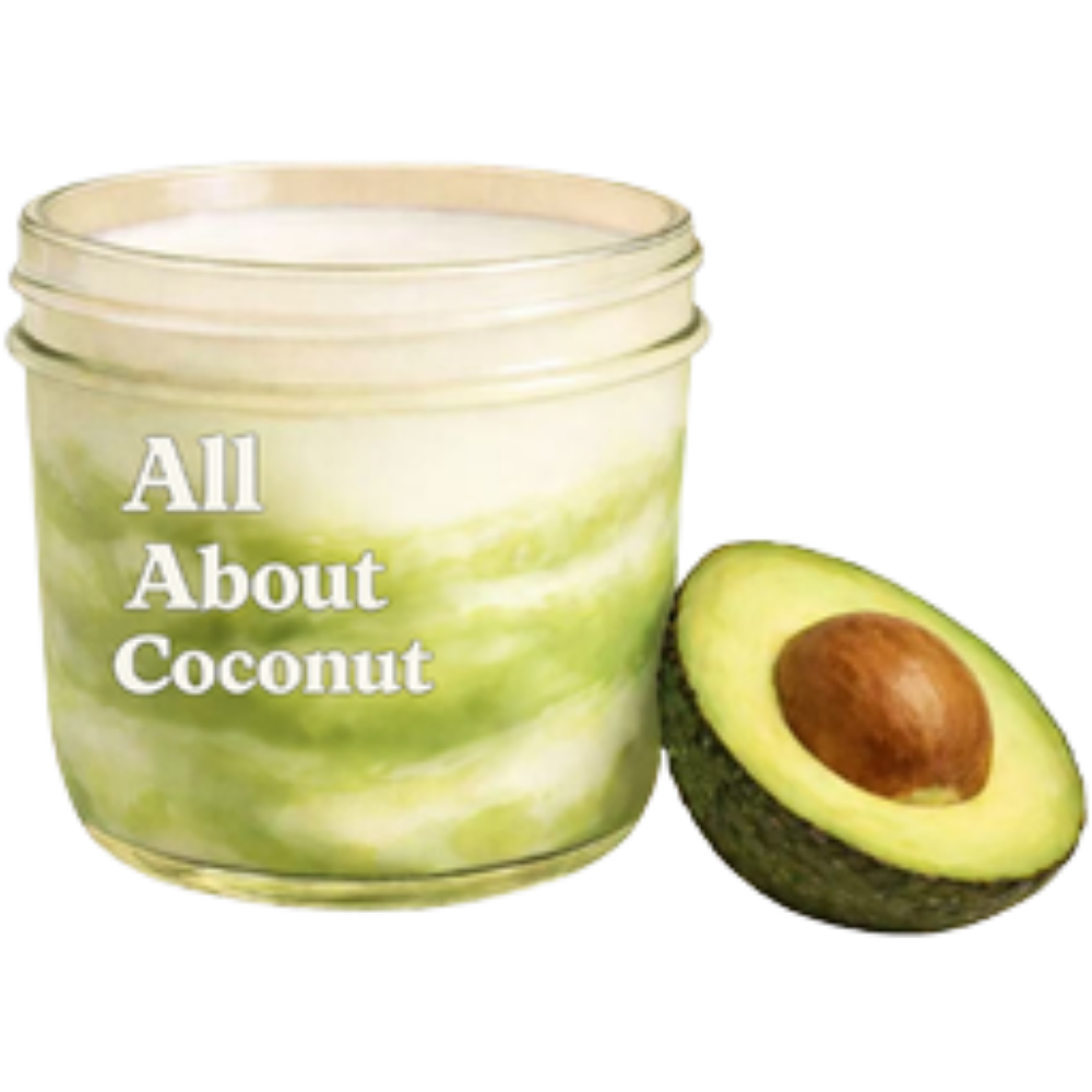 Marbled avocado coconut jar dessert at All About Coconut, a Dessert Shop in Ridgewood