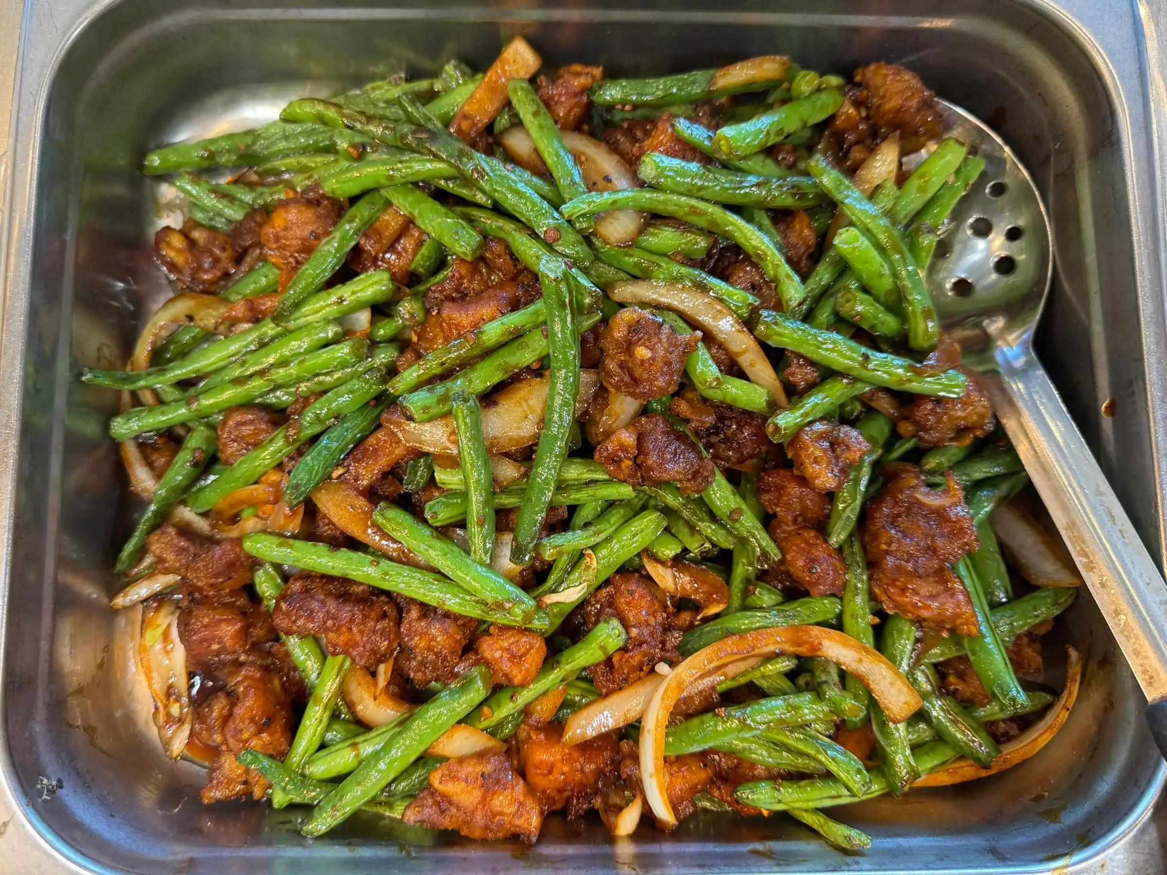 Stir-fried green beans with spicy garlic seasoning at Aloha Wok & Grill BBQ, a Asian Fusion Restaurant in Fullerton