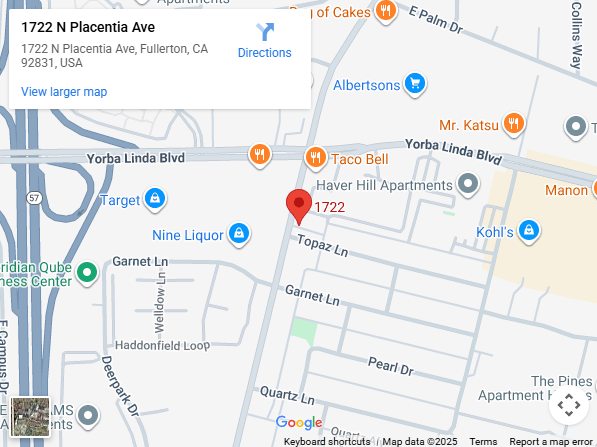 Location, 1722 N Placentia Ave, Fullerton, CA 92831 Location, 1722 N Placentia Ave, Fullerton, CA 92831