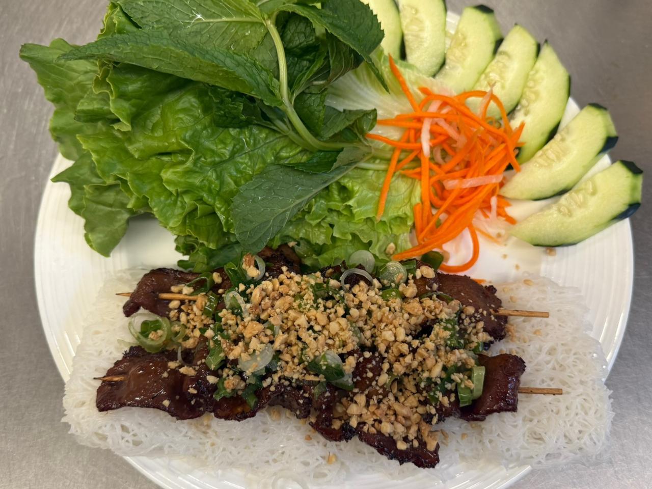 An-Chi-Vietnamese-restaurant-Steamed-Rice-Vermicelli-San-Francisco Steamed Rice Vermicelli Vermicelli with grilled meat, herbs, and veggies at An Chi, a Vietnamese restaurant in San Francisco