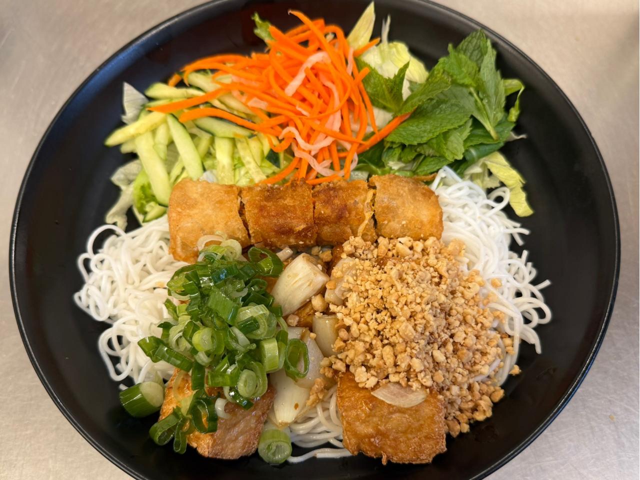 An-Chi-Vietnamese-restaurant-Vegetarian-Imperial-Roll-&-Tofu-Vermicelli-San-Francisco Vegetarian Imperial Roll & Tofu Vermicelli Veggie - filled vermicelli with tofu rolls at An Chi, a Vietnamese restaurant in San Francisco