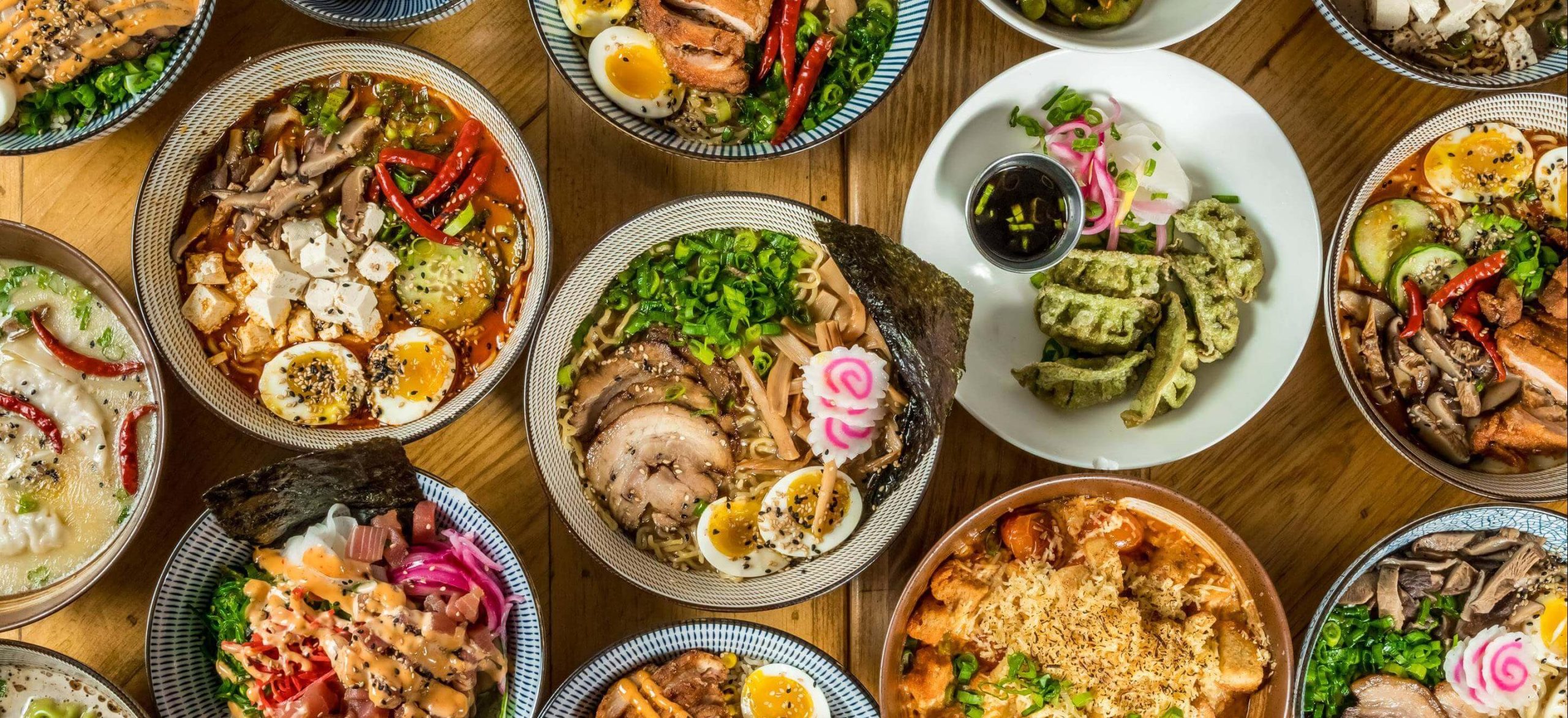 Assorted ramen and Japanese dishes at MB Ramen - Port Washington, a Japanese Ramen Restaurant in Port Washington