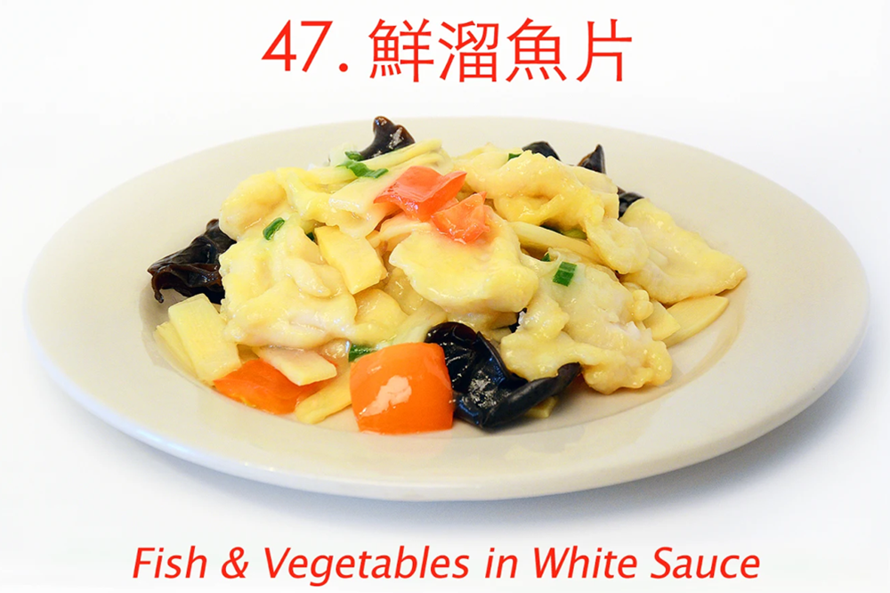 Tender fish & veggies in creamy white sauce at Asia Cafe, a Chinese Restaurant in Austin
