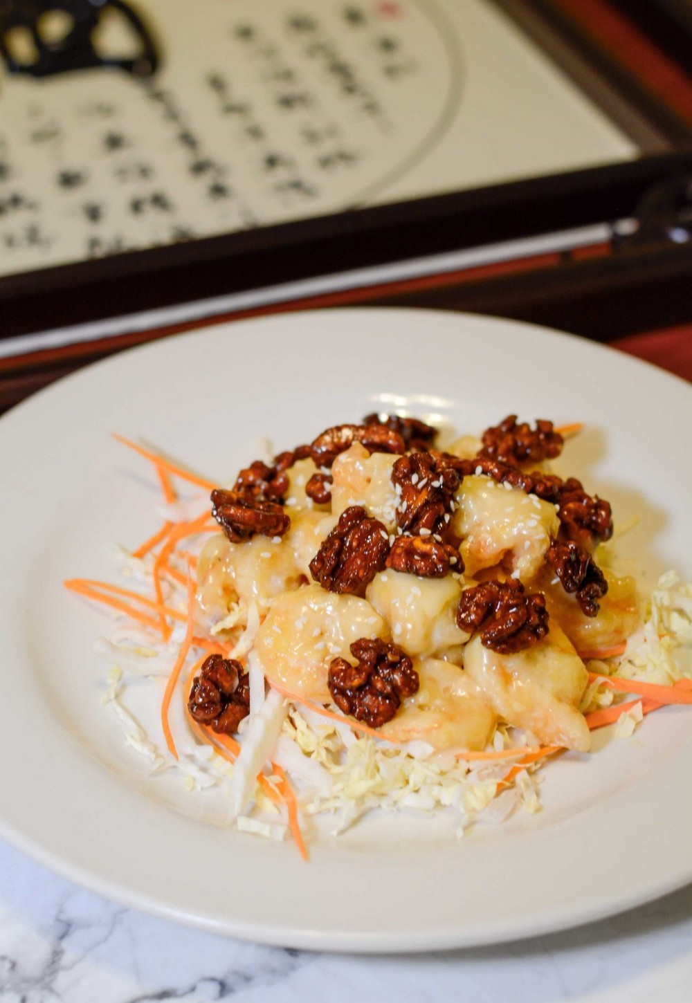 Shrimp in honey sauce with walnuts at Asia Cafe, a Chinese Restaurant in Austin