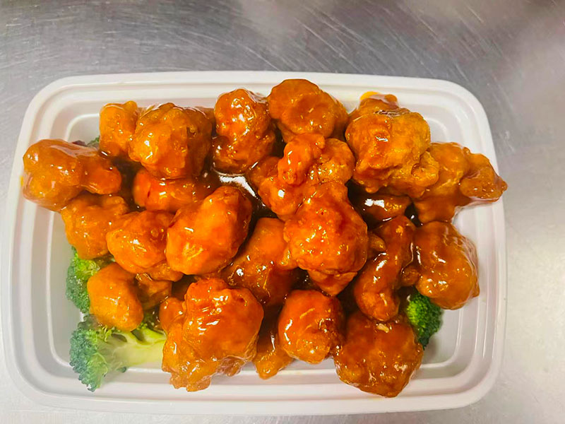 Crispy chicken in sweet citrus glaze at Asian Cuisine, a Chinese Restaurant in Kutztown