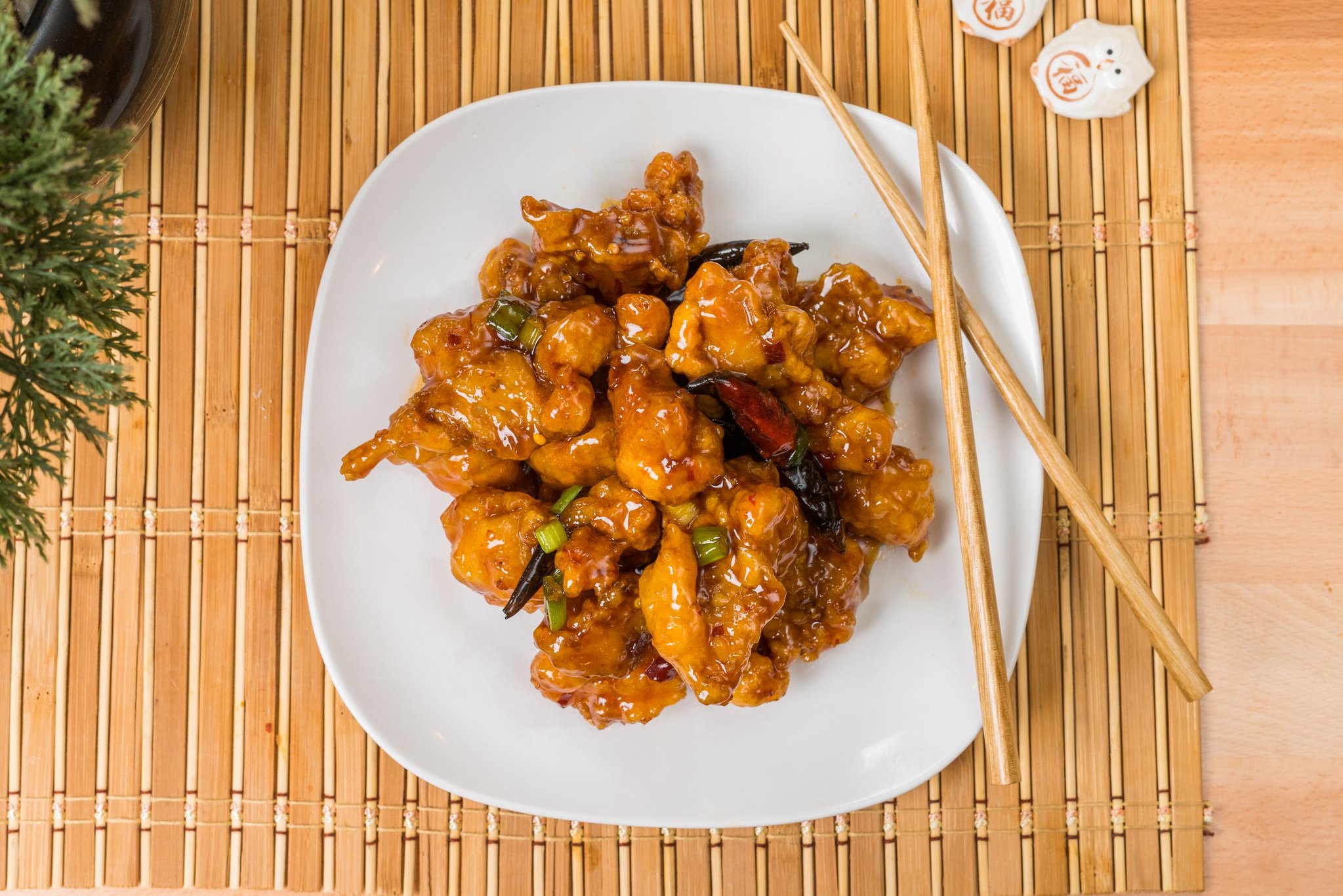General Tso's chicken with glossy sweet spicy sauce