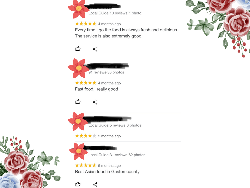 Google review page screenshot of Asian Garden restaurant