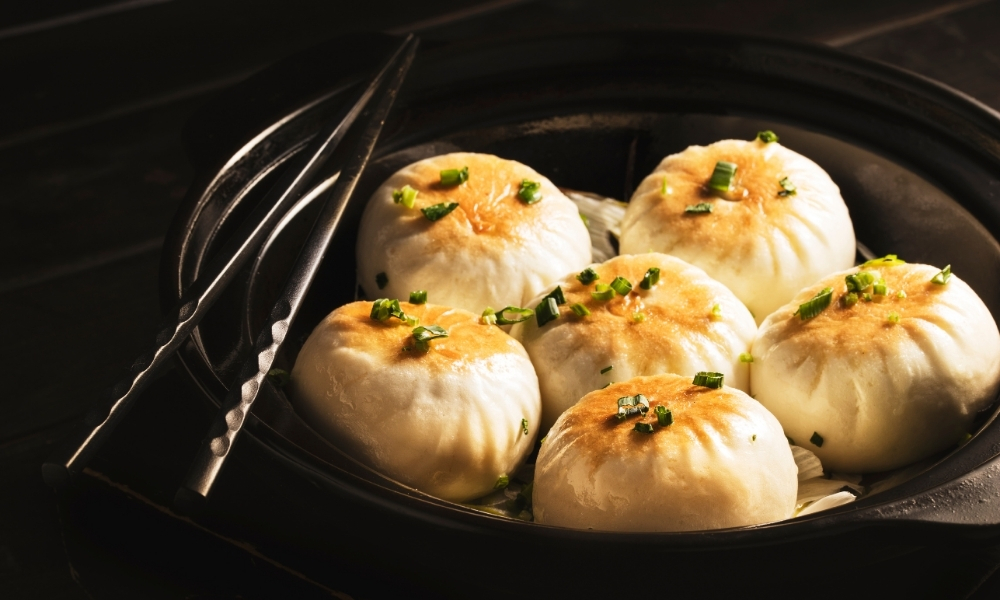 Pan‑fried buns with green onions at Asian Plate, a Chinese Restaurant in Arcadia