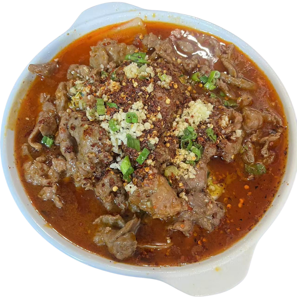 Asian-Taste-Asian-Restaurant-Boiled-Beef-in-Hot-Sauce-2-Amherst Spicy boiled beef in red chili sauce, bold and flavorful at Asian Taste, a Asian Restaurant in Amherst