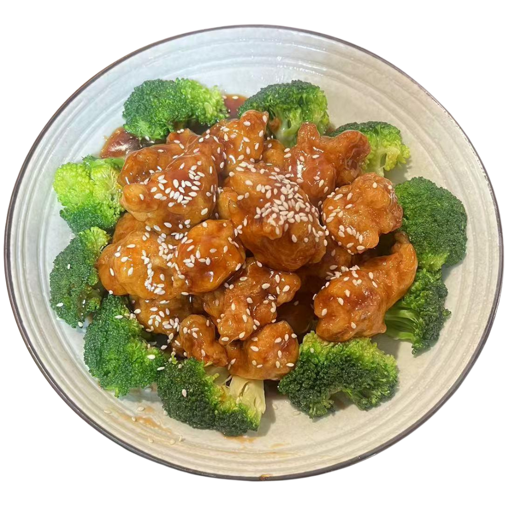 Asian-Taste-Asian-Restaurant-Sesame-Chicken-with-Broccoli-Amherst Sesame chicken with tender broccoli in sweet sauce, a popular choice at Asian Taste, a Asian Restaurant in Amherst