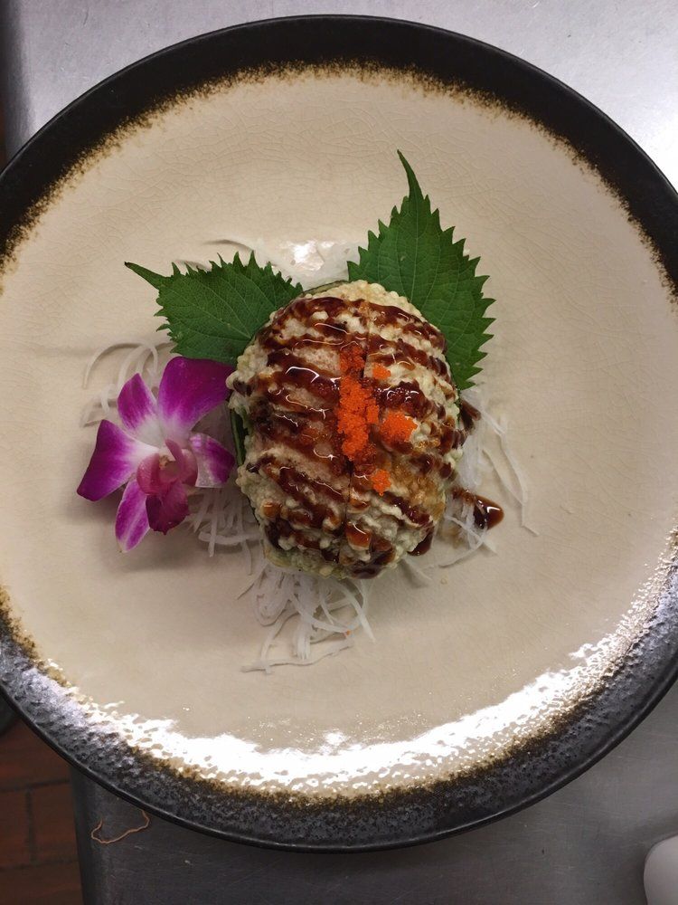 Baked sushi roll with sauce and tobiko at Ichiban Sushi & Hibachi, a Japanese Restaurant in Auburn.