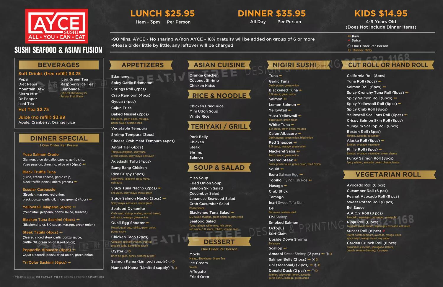 Fort Apache Menu page 1