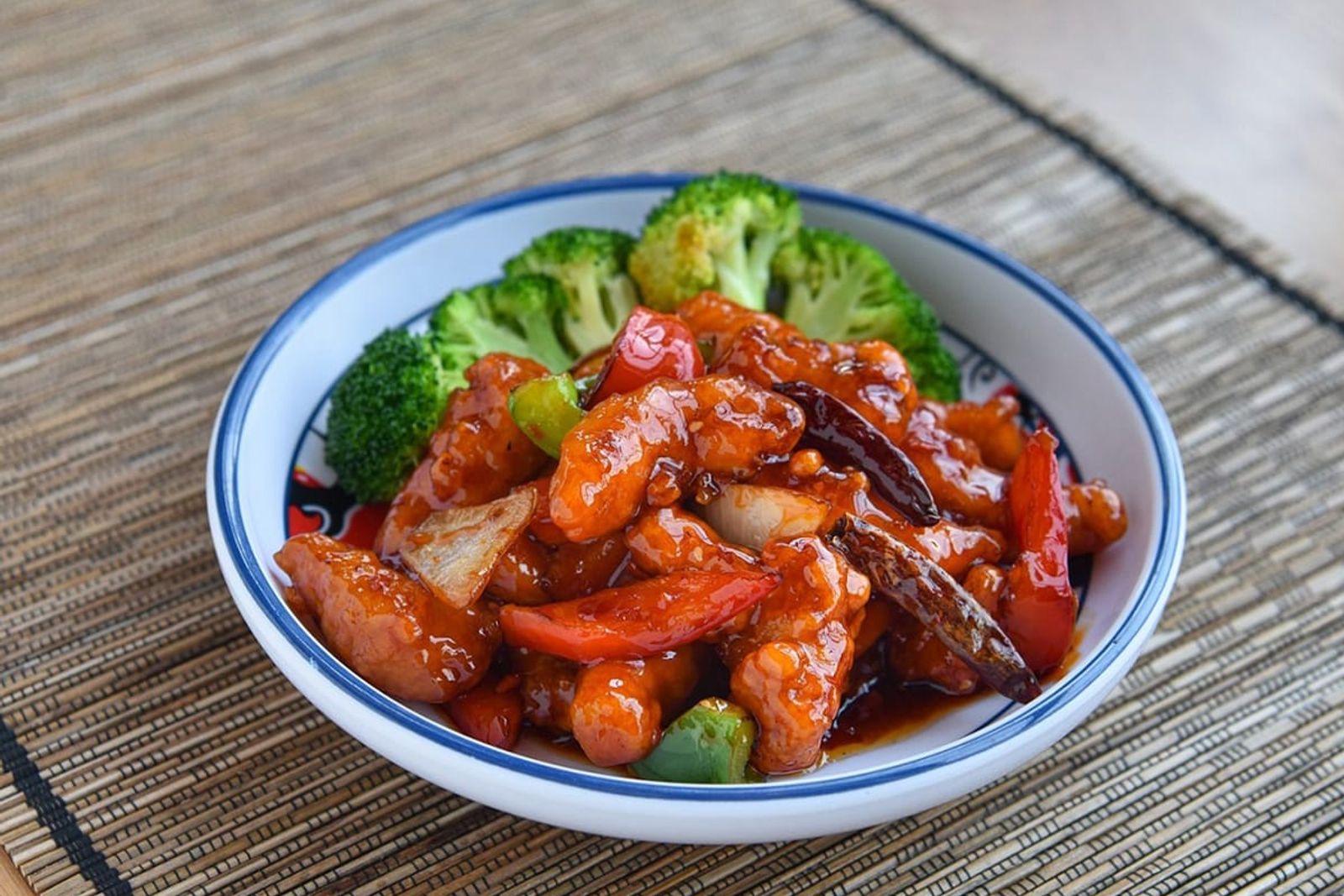 General Tso’s chicken with broccoli and peppers at AYCE Bar & Wok, an Asian Fusion Restauran in Wind Gap