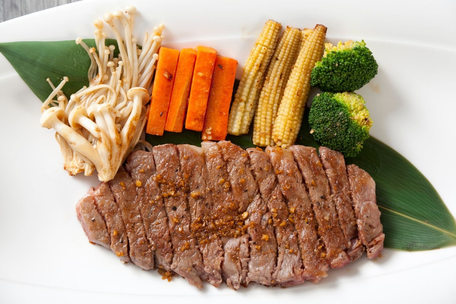 Grilled teppanyaki steak with assorted vegetables at AYCE Bar & Wok, an Asian Fusion Restauran in Wind Gap