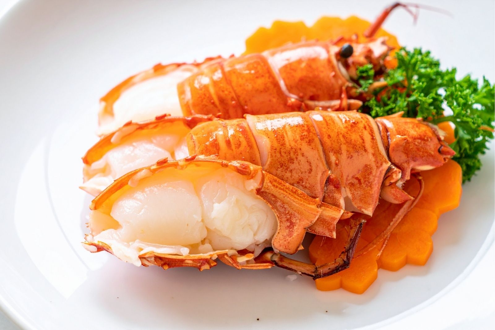 Steamed lobster tails with parsley garnish at AYCE Bar & Wok, an Asian Fusion Restauran in Wind Gap